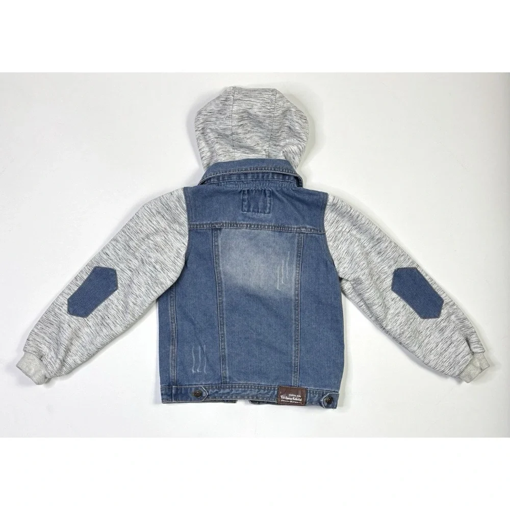 MaCam Hooded Denim Jacket Kids Boys 120 Zipper Button Casual
